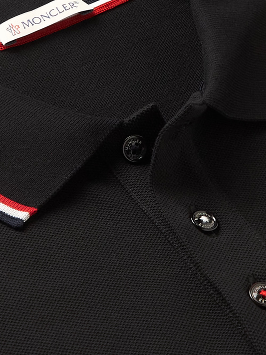 Tricolor Trimmed Piquet Polo Shirt
